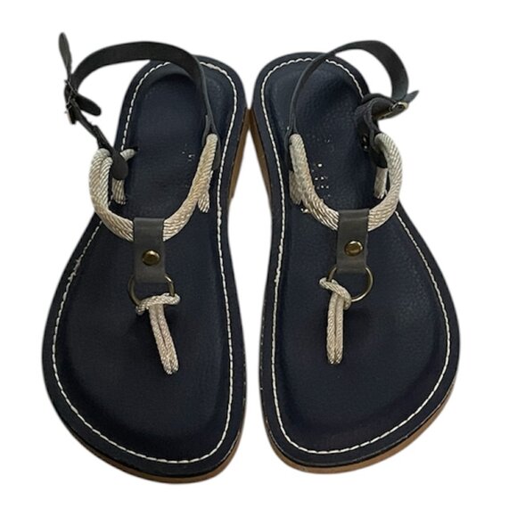 Kino Cordones Navy Rope Flip Flops Strap Sandals-6 - Picture 2 of 11